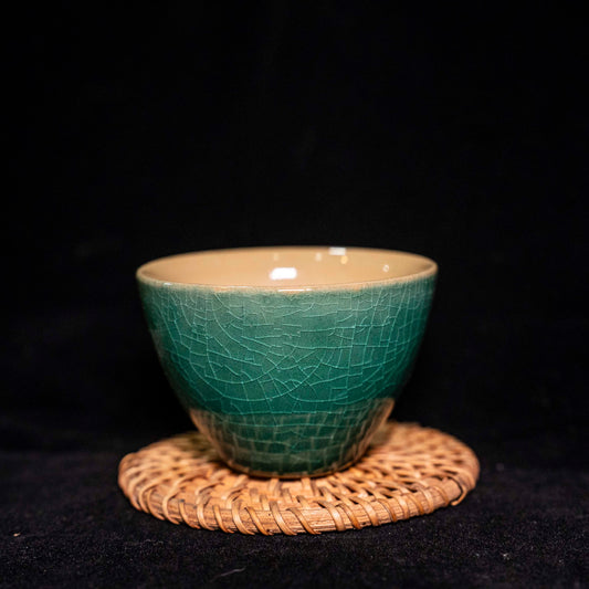 Handmade Cremic Green ice crack Tea Tasting cup