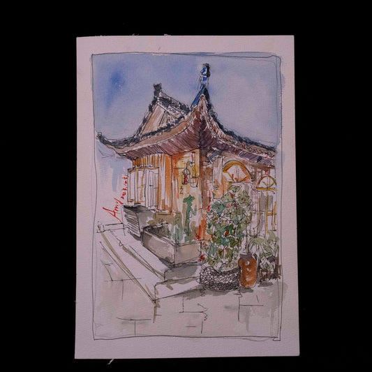 Spring in Fenghuang Ancient Town (original hand-drawn sketch by Amy)